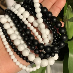 4 6 8 10 12mm  Black Agates Natural Stone Beads For Jewelry Making Round Onyx Loose Beads Diy Bracelet Necklace Accessory