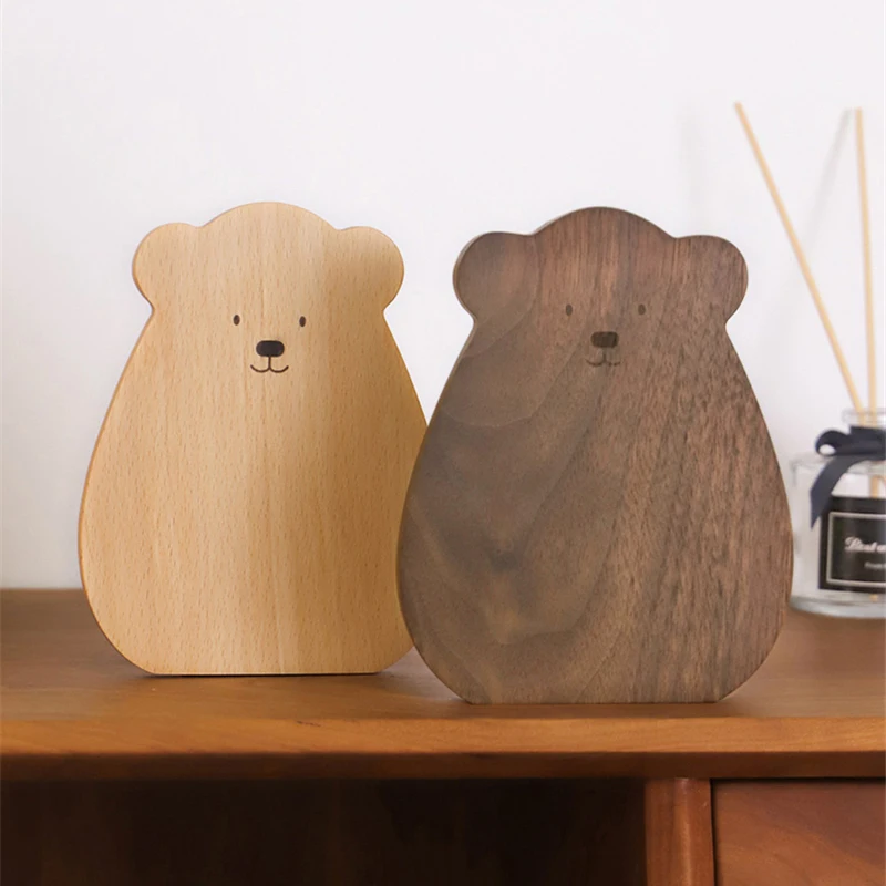 Wooden Bear Book Stand Black Walnut Desktop Bookshelf Simplicity Cute Solid Wood 	 Bookcase Cartoon Magazine Rack Table Storage