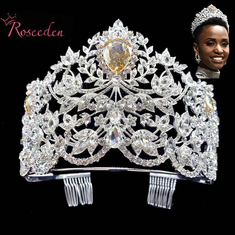 2020 Miss Universe Pageant Tiaras Crowns  Big  teardrop  Crystal Princess queen Diadem  Miss South African pageant Tiara RE3706