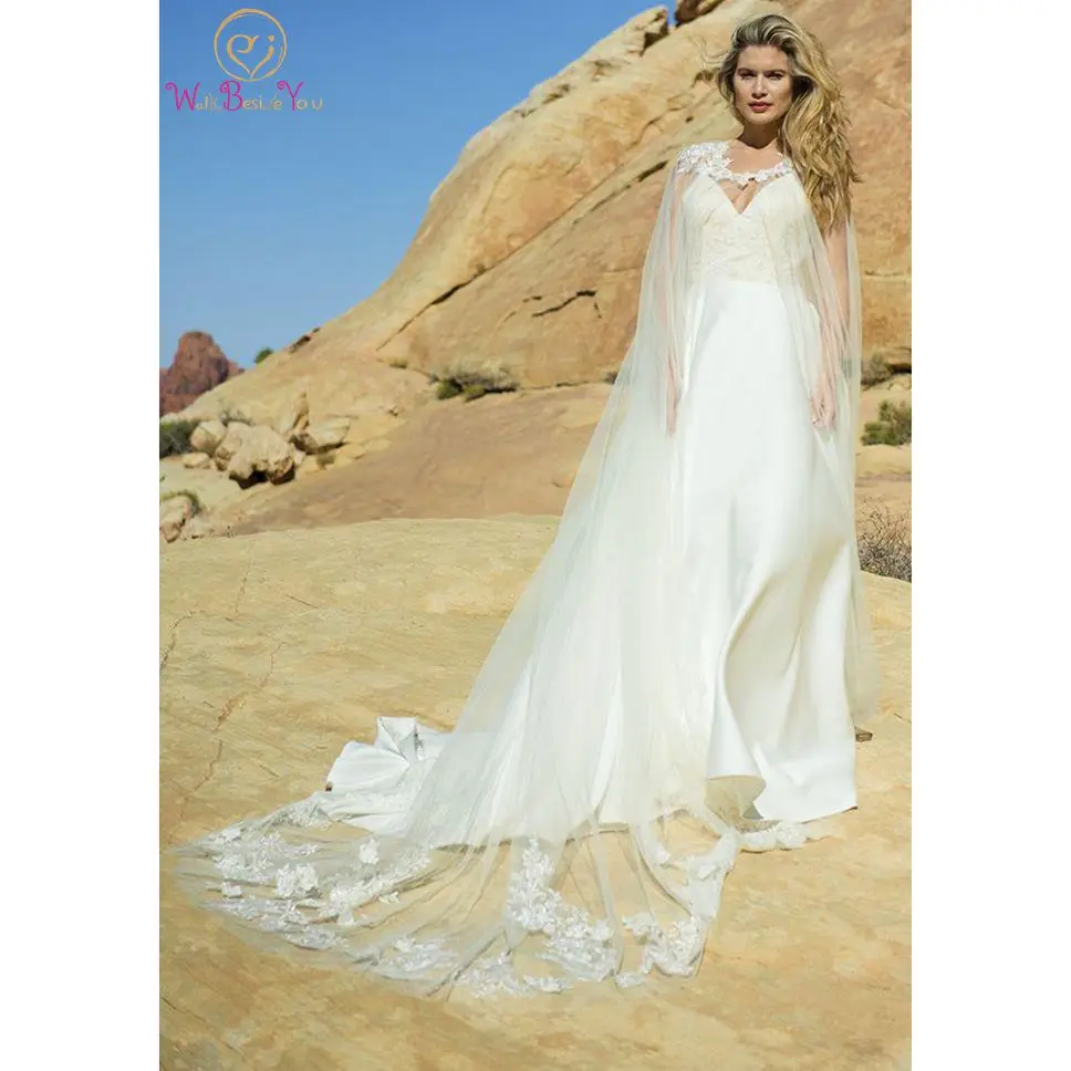 

Wedding Cloak White Ivory Tulle Lace Appliques Bridal Cape Long Sweep Train 2022 Hot Sale Transparent Party Formal Bolero Jacket