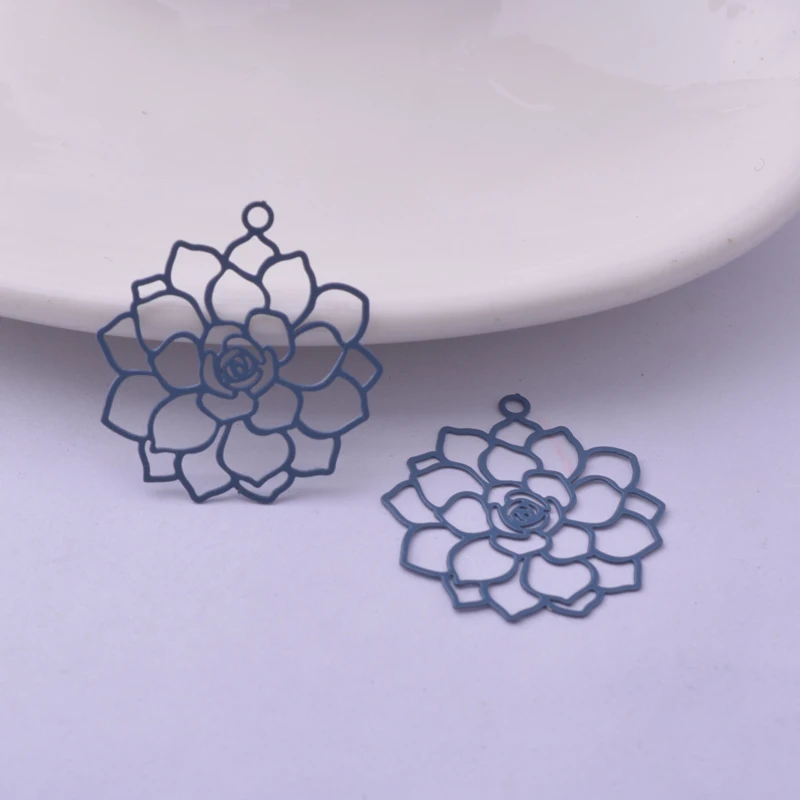 50 Stück AC11616 24*26mm Rosenblüten-Anhänger Filigran-Anhänger Ohrring-Teile – Detail 12