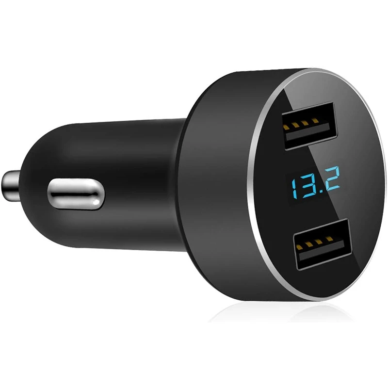 Dual USB Car Charger,Output 4.8A Car Adapter,Cigarette Lighter Voltage Meter Compatible for iPhone,iPad,Samsung,LG,Other USB Dev