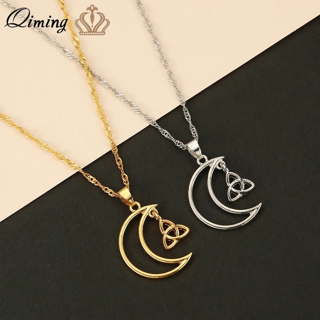 QIMING Star Of David Celtic Moon Necklace Simple Fashion Eye Of Horus Necklace For Women Faith Amulet pendant Jewelry