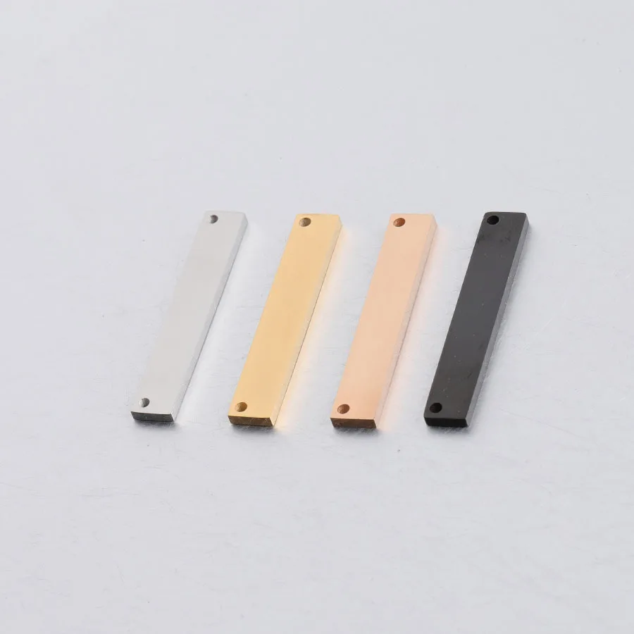 50pc 6*35mm Stainless Steel Mirror Polish Blank Long Rectangle Bar charm Stamping Bar for DIY Necklace Handmade Craft Wholesale