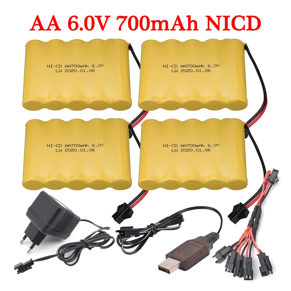 6V 700mAh NI-CD battery and charer set for Remote Control Toys car Tanks trucks excavator toys upgrade 6V AA NICD battery Pack