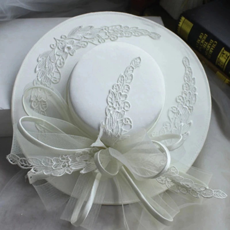 Branco arcos chapéus de casamento para mulheres elegante pérola chapéu pára-sol estilo brithsh chapéus pacify chapéu acessórios de casamento headwear nupcial