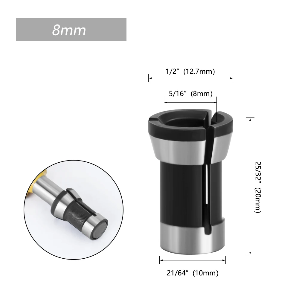 LAVIE-Juego de 3 piezas, pinzas de 6,35mm, 8mm, 6mm, máquina de corte de grabado, enrutador eléctrico, accesorios de cortador de fresado, 1 ud.