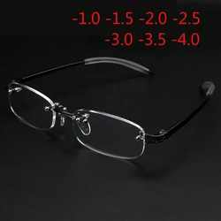 New Frameless myopic glasses Gray Frame Eyeglasses Men Women Rimless Super Light Frame Myopia Glasses 100 ~ 400 degrees
