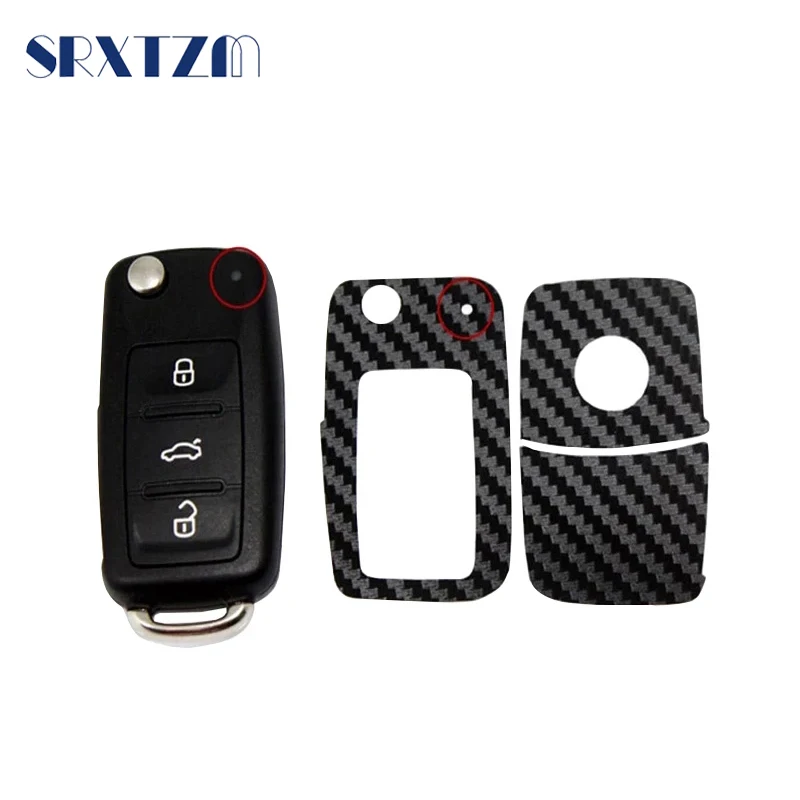 Car Styling Carbon Fiber Car Key Stickers for Volkswagen VW polo passat b5 b6 golf 4 5 6 mk6 tiguan Gol CrossFox Plus Eos