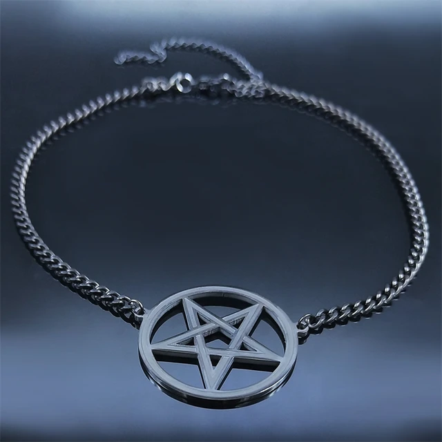 Satan Inverted Pentagram Stainless Steel Choker Necklaces For Women Black Color Chain Necklaces Jewelry Bijoux Femme N7051s03 Necklace AliExpress