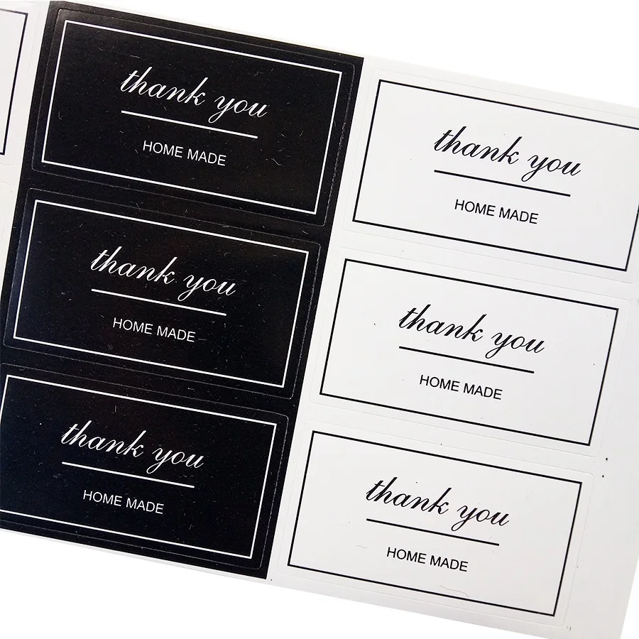 100pcs/lot Black And White 'Thank You' Rectangular Seal Sticker Gift Sticker For  Homemade Bakery Packaging Decoration Label