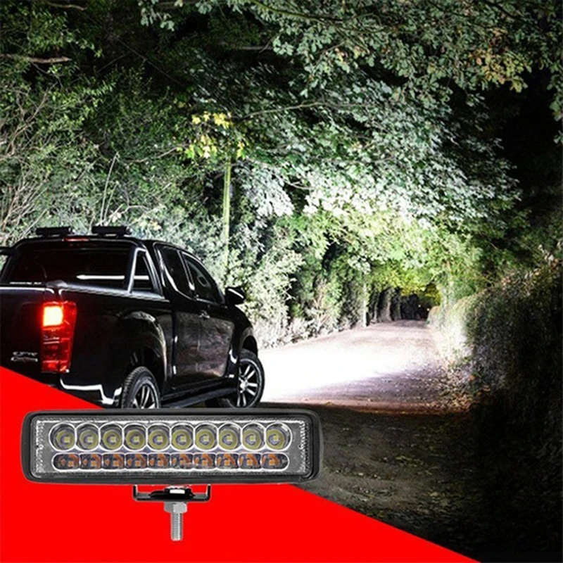 

1x 6" 60W Car Top LED Offroad Work Light Bar Dual Color White & Amber Waterproof