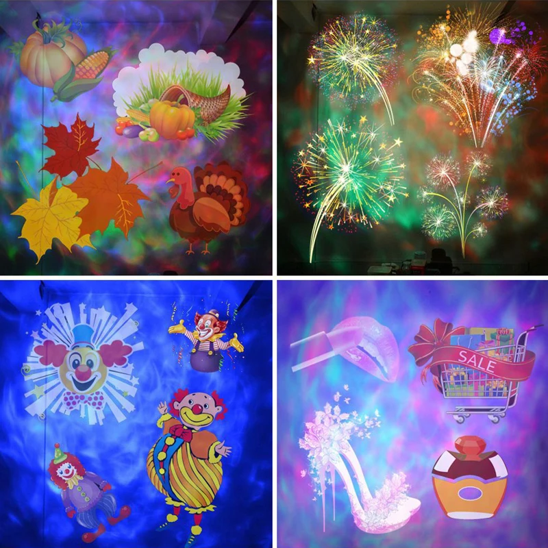 Outdoor Lawn Stage Effect Light 12 Pattern snowflake Christmas Projector Water wave Laser Lamp For Christmas New year Holidays