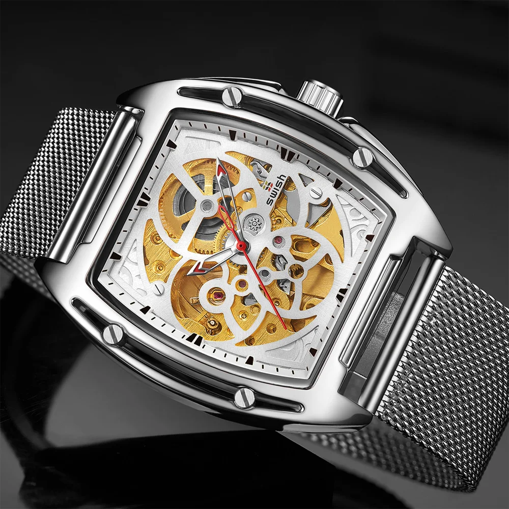 Automatic Watches Men Top Brand Luxury Stainless Steel Sports Mechanical Wristwatches Mens Waterproof Clock Relogio Masculino