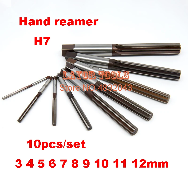 3mm 4mm 5mm 6mm 7mm 8mm 9mm 10mm 11mm 12mm precision H7 H8 +0.006 --+0.012mm 10pcs/set Hand Reamers Free shipping