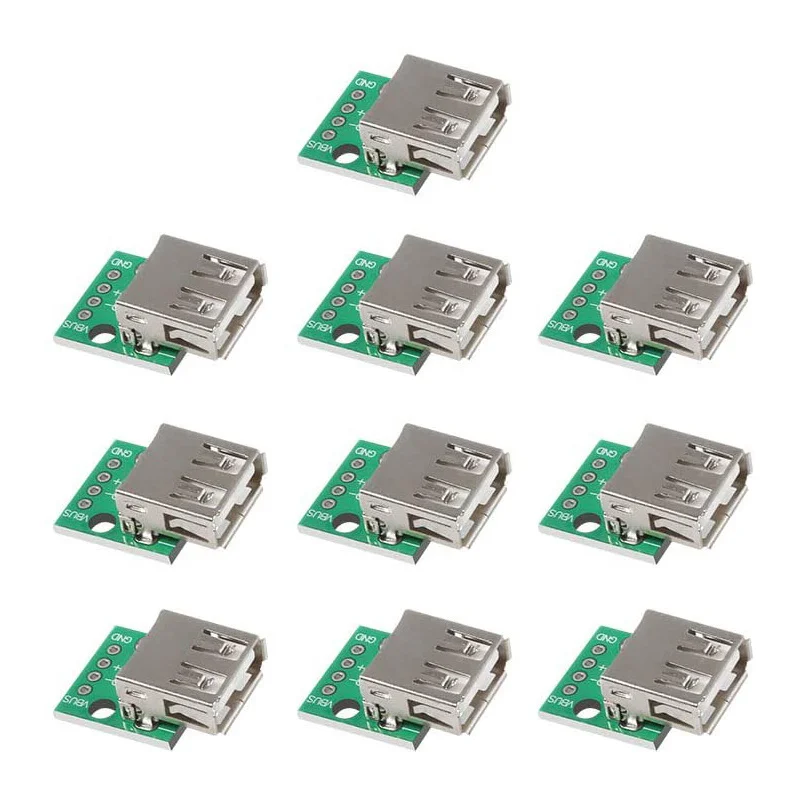 10 Stks/partij Usb 2.0 Breakout Board Usb Naar Dip Adapter 2.54Mm Breakout Board 4 Pins Pinboard Usb Type A breakout Boards