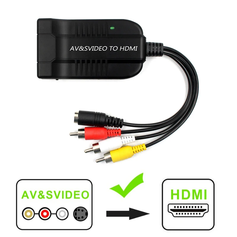 av & s video to hdmi-compatible Video Converter  Adapter, s video, audio(r),audio(l),cvbs out ,hdmi-compatible in