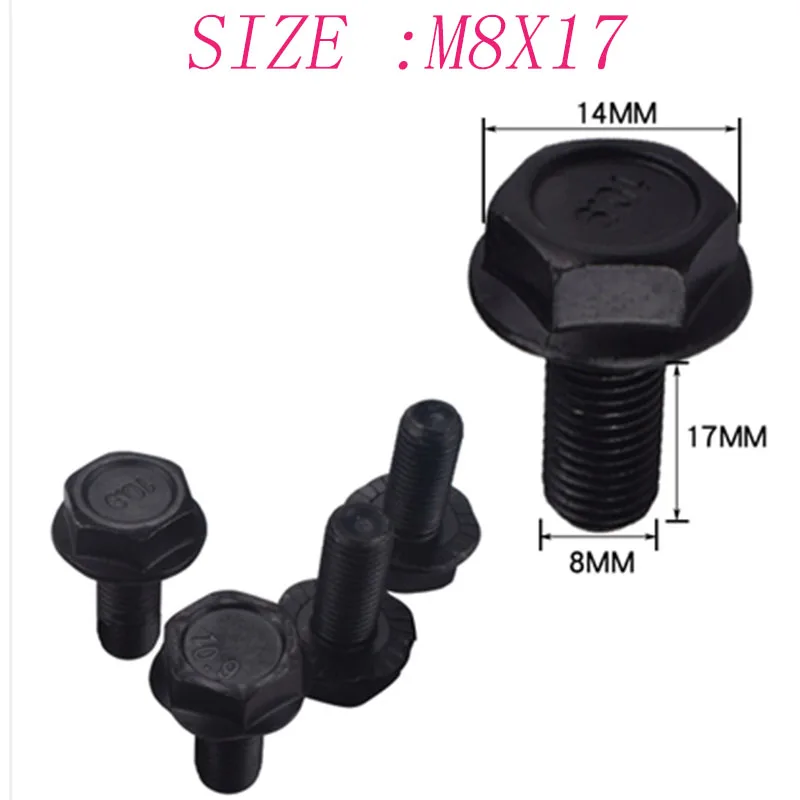 5pcs/lot M8X17 black steel external hexagon axis black screws hardware fasteners254