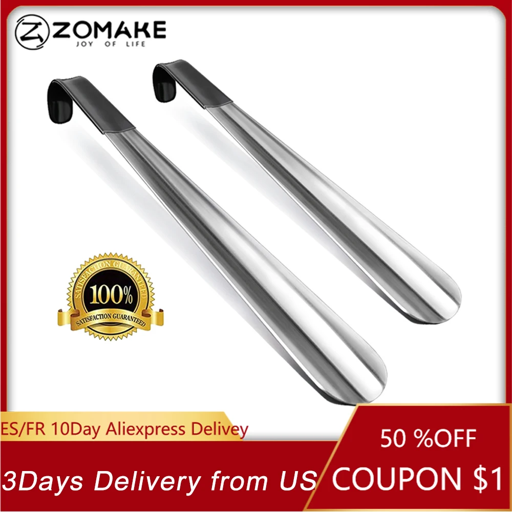 ZOMAKE 42cm Long Shoe Horn lifter Long Handled Shoe Horn lifter Stainless Steel Professional Shoehorn for Boots Shoes