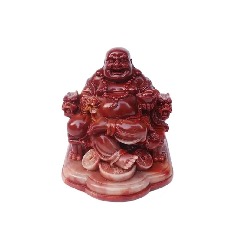 

China Shoushan Stone Old Hand Carved Maitreya Buddha Statue