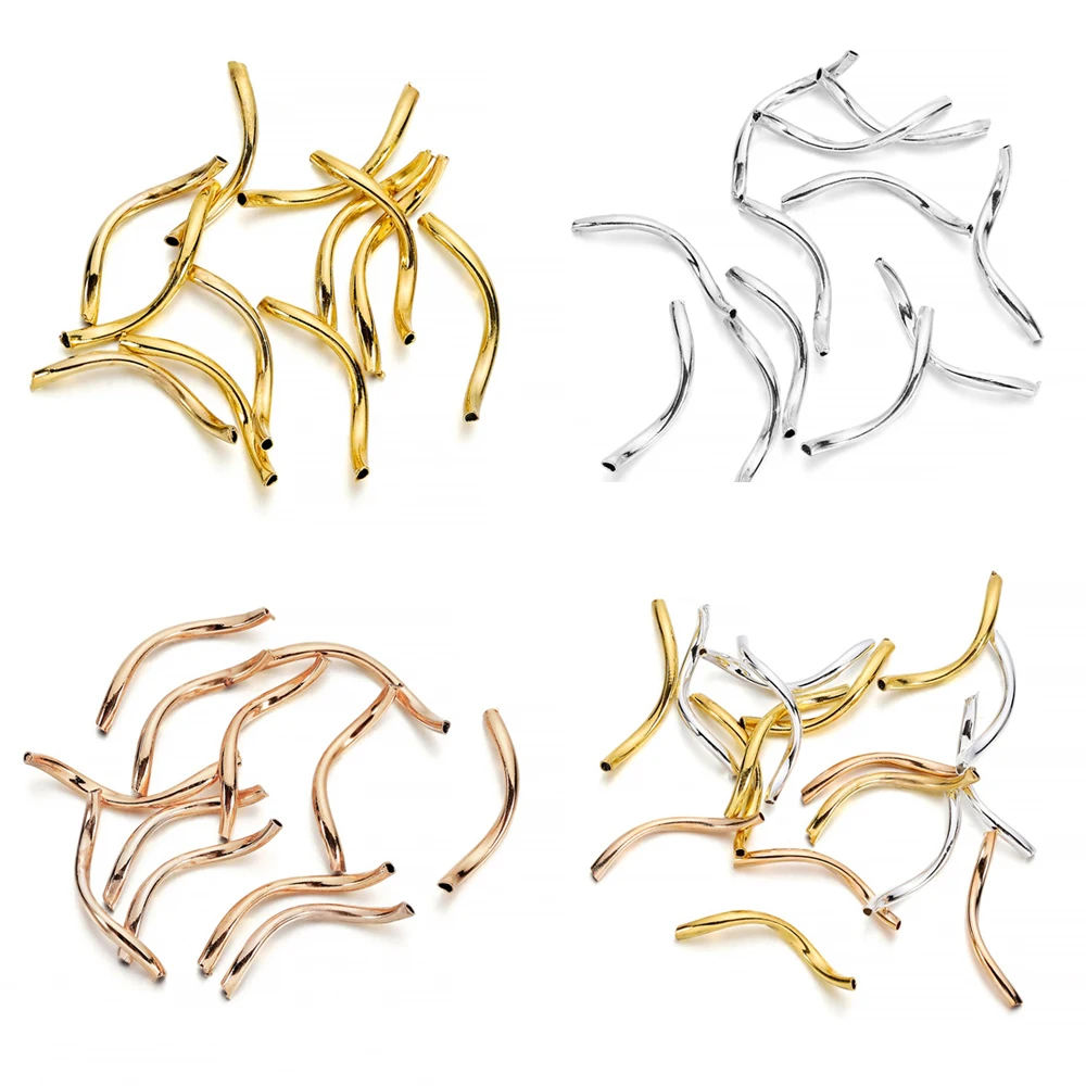 100 개/몫 구리 곡선 튜브 구슬 팔찌 목걸이에 대 한 부드러운 광택 트위스트 S 스페이서 DIY 공예 보석 액세서리 만들기