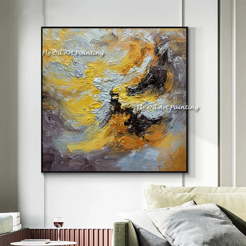 

Orange knife thick abstract landscape Oil Paintings wall painting Abstract Painting picture decoration artwork gift