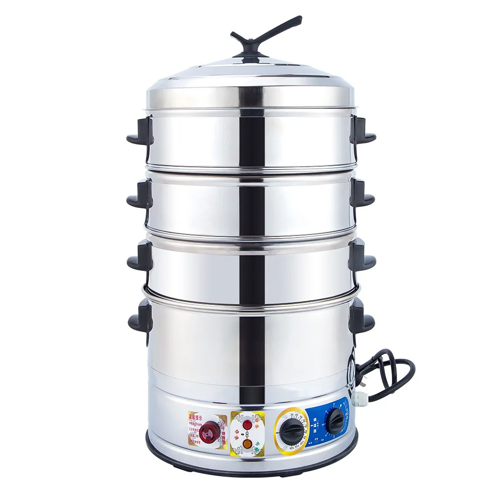 35CM Stainless Steel Large Capacity Electric Steamer Small Steamed Bun Steamer With Four Layers Dumplings Steam Oven