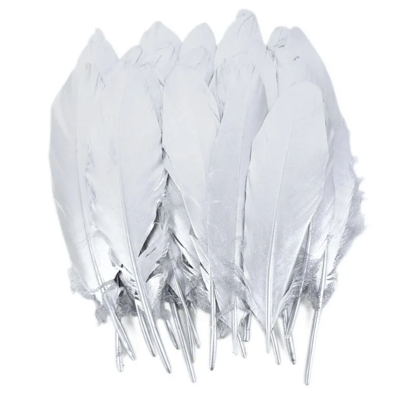 Plumas de pavo de ganso Natural sumergido en oro, caja de regalo para fiesta de boda, decoración de pasteles, relleno de globos, manualidades DIY,