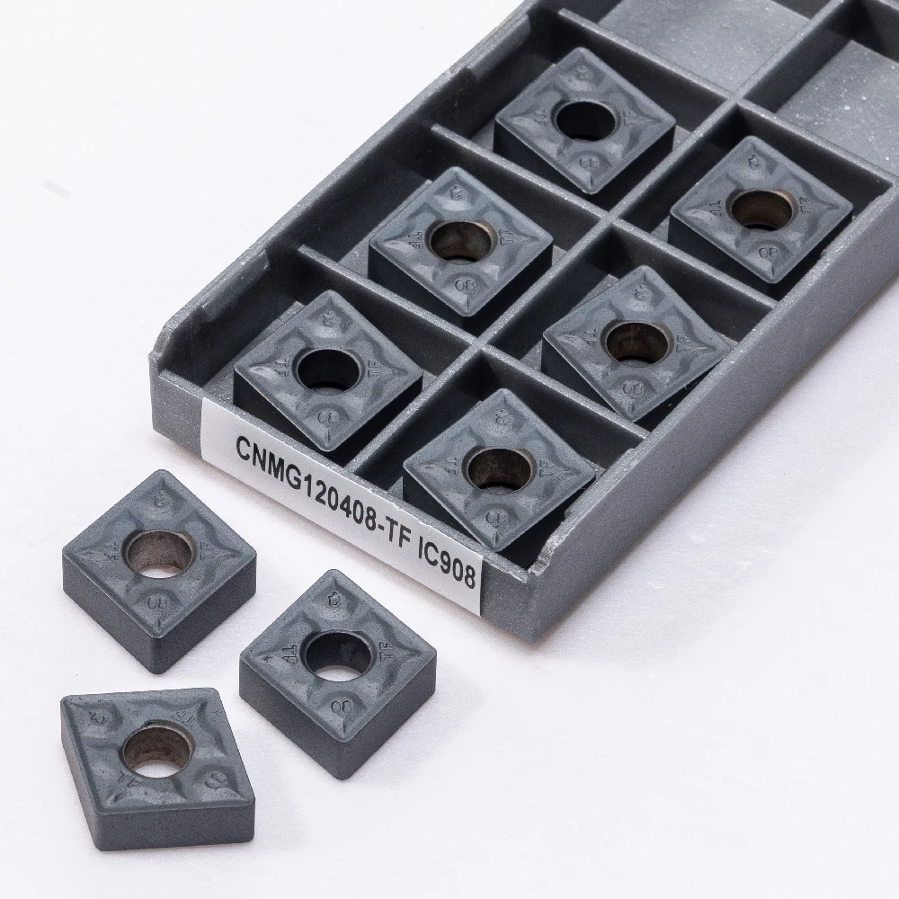 Torno Cnc Turning Tool Carbide Insert Cortador de Metal Cnmg120408 Cnmg120404-tf Ic907 Ic908 Cnmg 120404 120408 10 Pcs