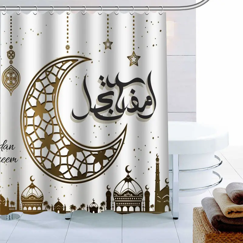 Nieuw Ramadan Douchegordijn Polyester Stof High Definition Print Badkamer Gordijn Waterdicht 12-haak Badgordijn 0331