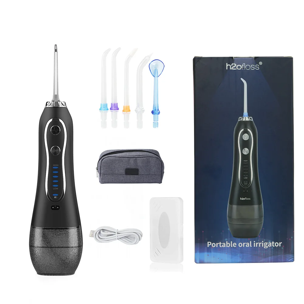 Oral Irrigator USB Rechargeable Dental Flosser Portable Dental Sprinkler 300ML Water Tank Waterproof 5 Modes Teeth Cleaner level