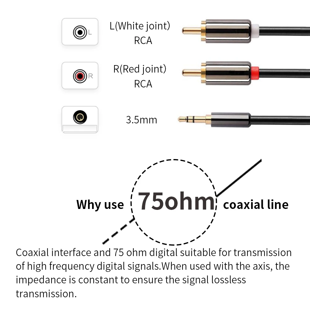 TAC350 RAC كابل جاك 3.5 مللي متر RAC كابل مساعد 3.5 مللي متر إلى 2RAC الصوت كابل للهاتف الكمبيوتر المتكلم محول
