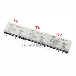 10Pcs New HF relay HF41F-5-ZS HF41F-12-ZS HF41F-24-ZS HF41F 5V 12V 24V ZS Ultra thin power relay 5 Pin 6A 41F-1Z-C2-1 relay base