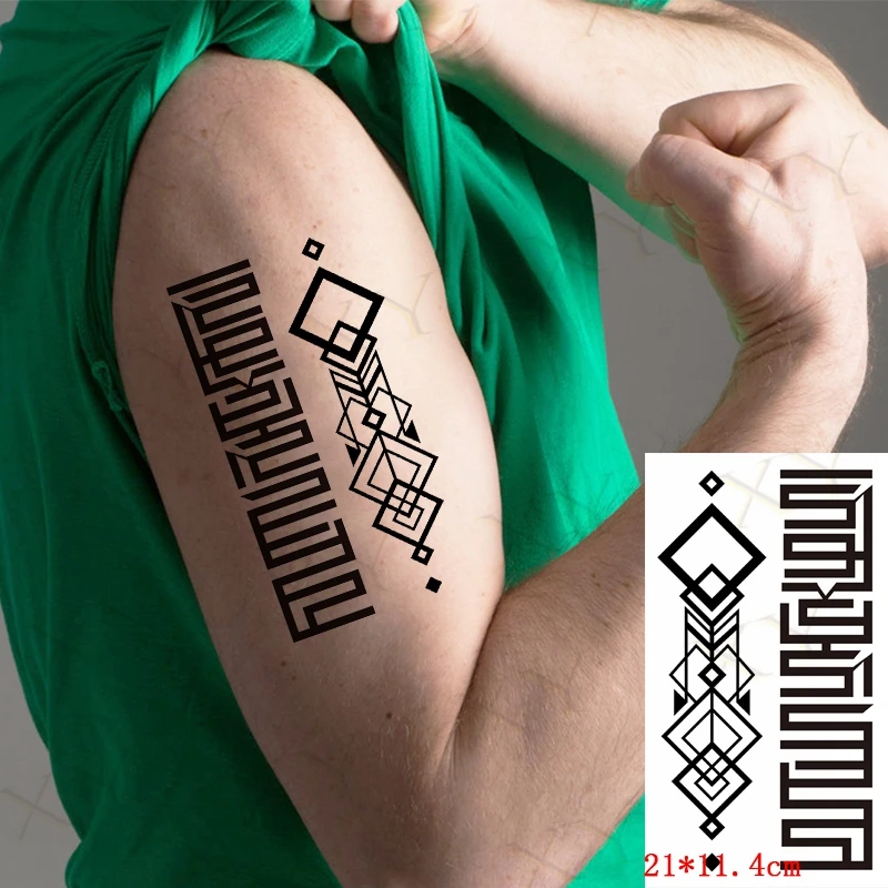 Tatuagem temporária à prova dwaterproof água etiqueta grande rhombus quadrado totem linha tatuagem treliça tatto adesivos flash tatoo tatuagens falsas