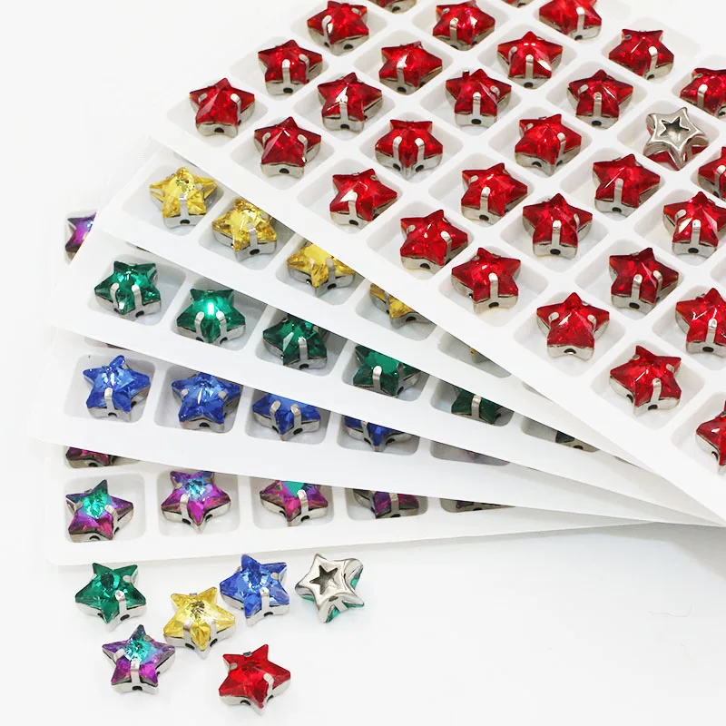 New arrival high quality K9 glass crystal Five-pointed star shape sew on rhinestones with claw for clothing/Crafts