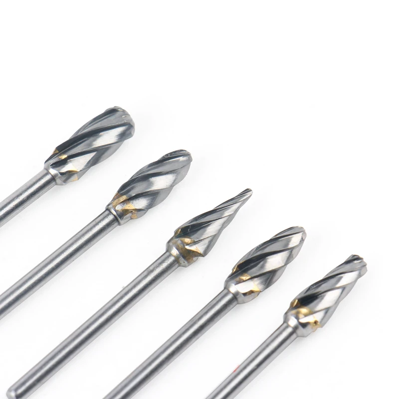HEDA 10PCS/set 3mm shank 6mm coarse tooth carbide rotary file drill for grinding wood aluminum milling cutters
