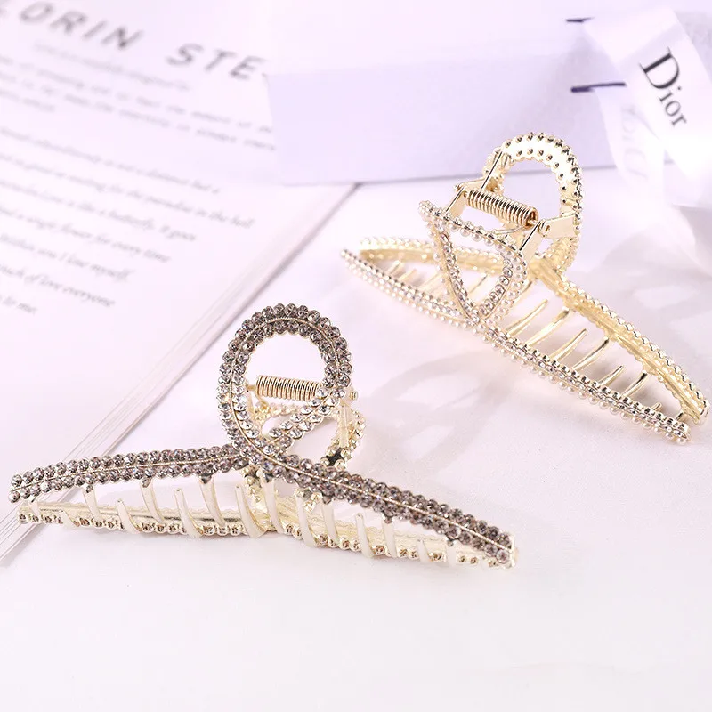 New Fashion  Exquisite Luxury Metal Alloy Pearl Rhinestones Hairpin Barrette for Women Girl Accessories Headwear