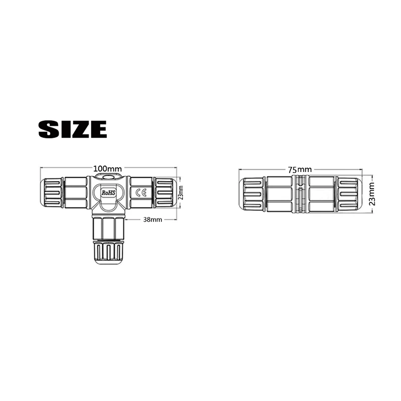 IP67 wodoodporne złącze 2 Pin 3 Pin/w kształcie litery T Terminal elektryczny przewód przejściowy złącze śrubowe złącze pinowe światła LED