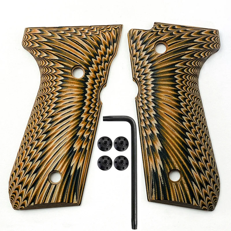 Imagem -04 - Apertos Beretta 92fs Apertos Tamanho Completo 92 fs m9 92a196a192 Inox Pistola Apertos Parafusos Incluídos Sunburst Textura Escalas Remendo Par G10