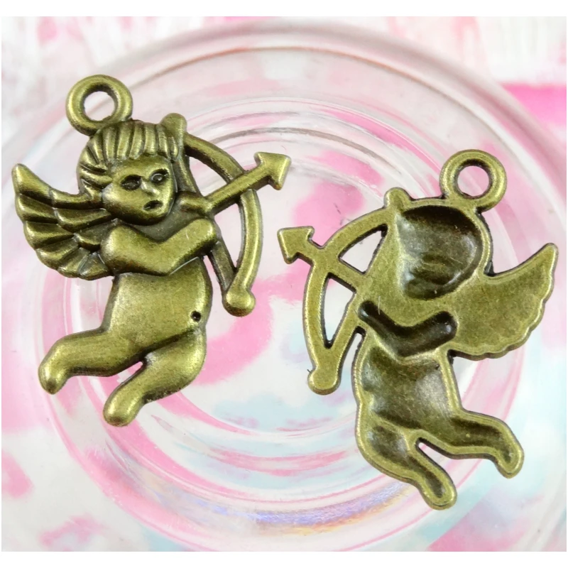 

100pcs 16*22MM Vintage Cupid Pendants Charm For Jewelry Making Antique Bronze Color Cupid Pendants Charm Cupid Angel