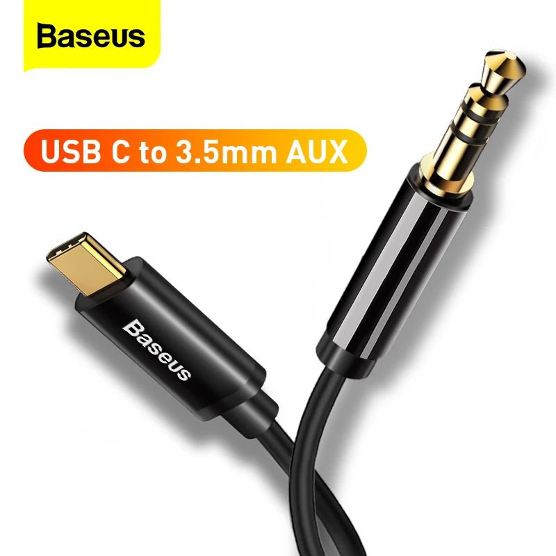 Baseus USB C do 3.5mm kabel AUX Car Audio typ C męski na Jack Adapter męski do Samsung Huawei Xiaomi Auto Car Supplies kabel