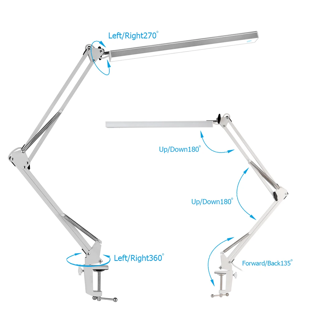 Imagem -04 - Metal Led Desk Lamp com Braço Balanço Eye Cuidar Mesa Luz Modos de Cor Stepless Diming Carregamento Usb Leitura Trabalho Studing