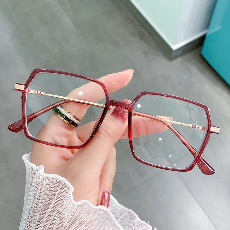 NEW STANDING Polygon Women Glasses Frames Anti Blue Ray Light Blocking Computer Glasses For Women Metal TR90 Frames