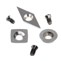 LBER 3Pcs Tungsten Carbide Cutters Inserts Set For Wood Lathe Turning Tools(Include 11Mm Square With Radius,12Mm Round,28X10Mm D