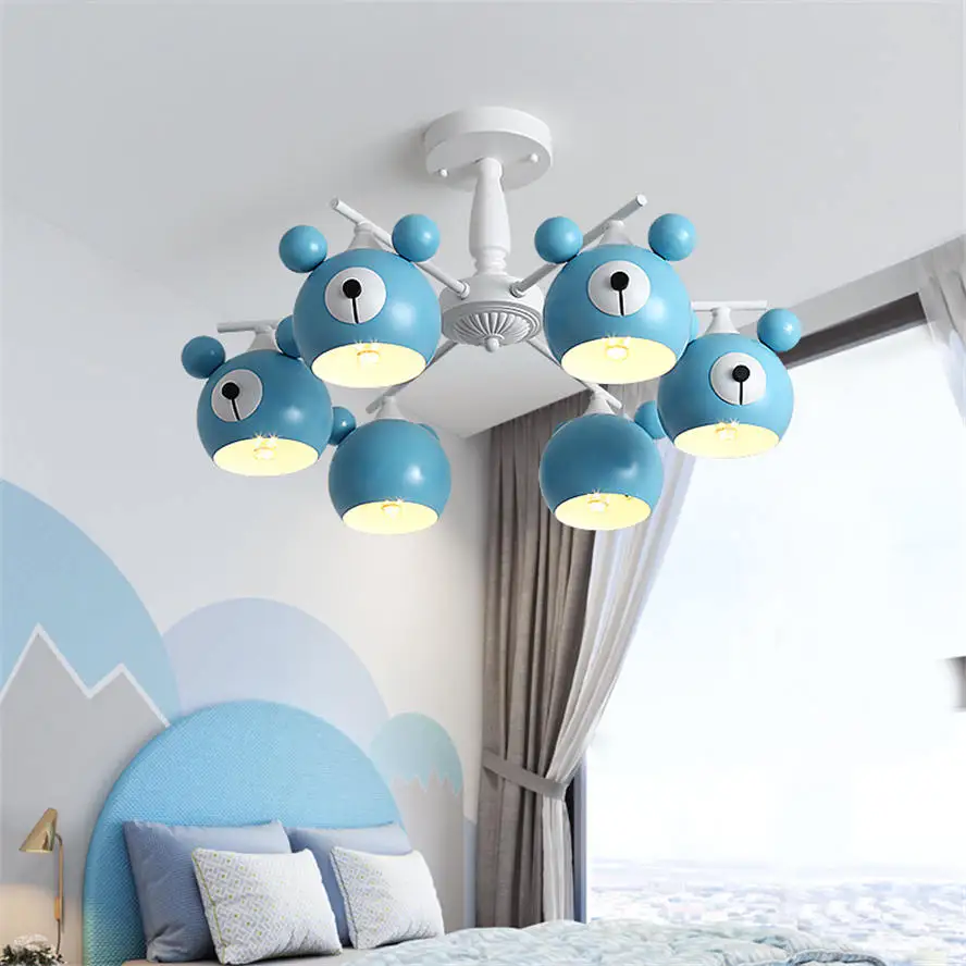 nordic kids cartoon Bear colorful chandelier lighting for children bedroom living room nursery cute pendant lamp led luminaire