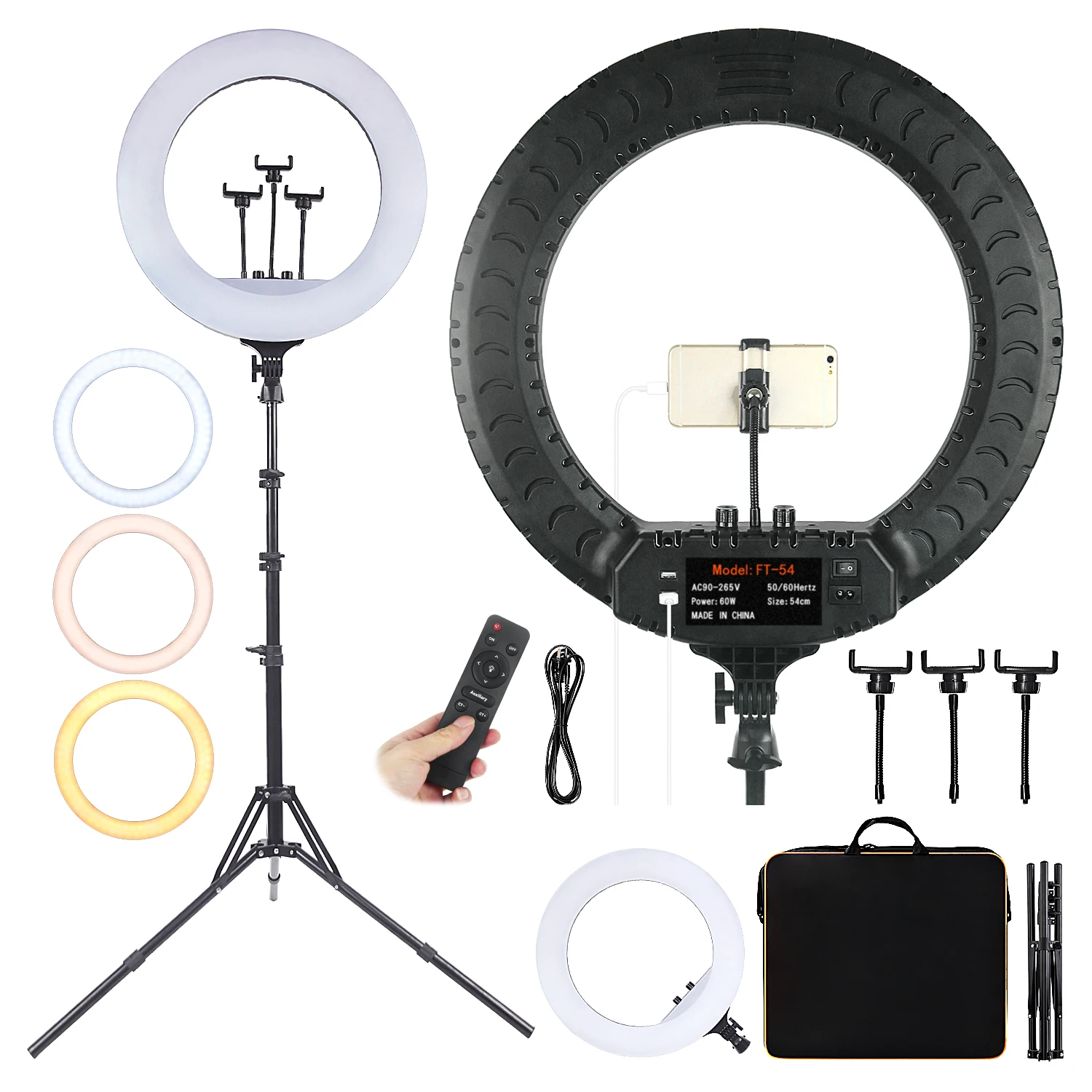 fosoto 21 Inch Photographic lighting 2700-6500K LED Ring Lamp With tripod Remote RingLight For Camera Phone Youtube Makeup