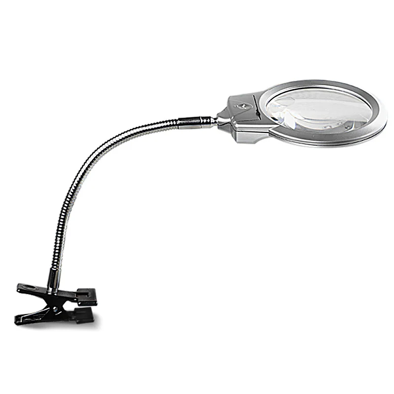 

2.25X 2.5X Clip-On Reading Magnifying Glass Handheld Desktop Magnifying Glass, Loupe Metal Hose Led Lighted Lamp