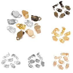 50 Uds 10mm de acero inoxidable de hierro Chapado en oído pendientes de Clip pendientes largos aretes pendientes en blanco Base ajuste Cabochons de vidrio para la fabricación de la joyería DIY resultados