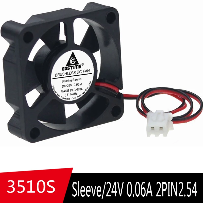 10pcs Gdstime  DC sleeve 24V 35*35*10mm 3.5cm 2Pin  35mm x 10mm 3D printer Mini Motor Brushless Cooler Cooling axial Fan  3510s