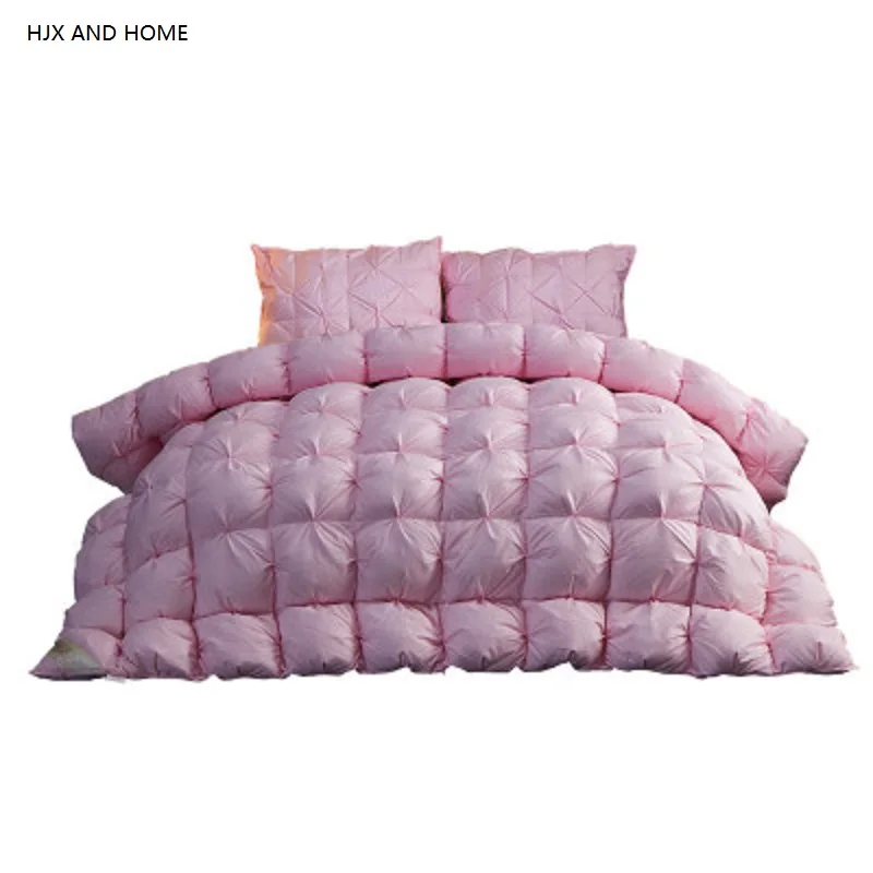 فاخر 100% أوزة أسفل ملء مبطن غطاء لحاف من القطن خمس نجوم فندق مخصص المعزي الشتاء بطانية سميكة بلون